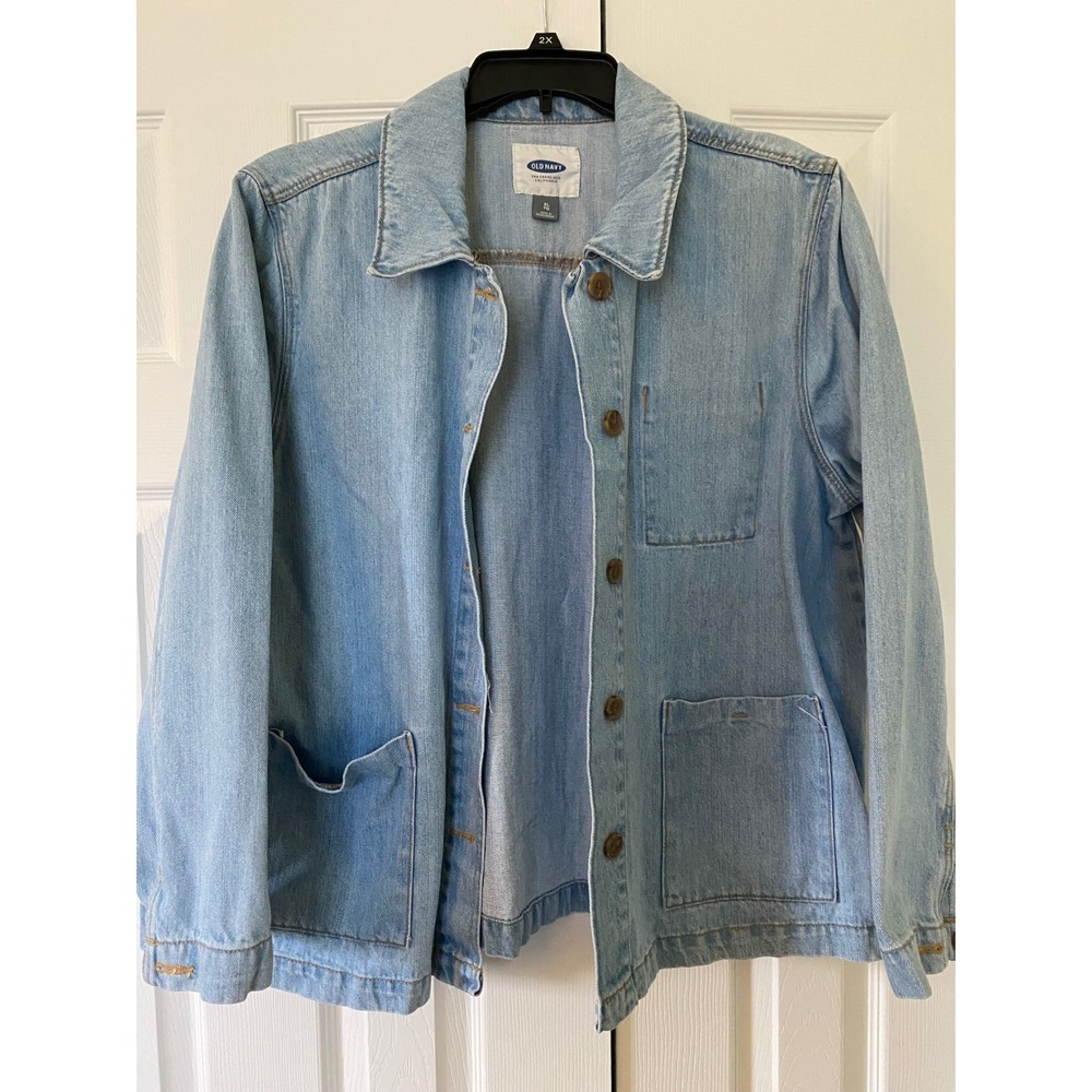 Old Navy Denim Chore Jacket Womens XL Light Blue Barn Coat Workwear Utility